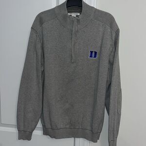 Cutter & Buck Duke Blue Devils College Golf 1/4 Zipper Crewneck Sweater Elbow L